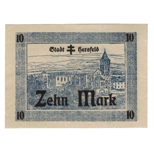 Banknote, Germany, Hersfeld Stadt, 10 Mark, Texte, 1919, 1919-01-31, AU(55-58)