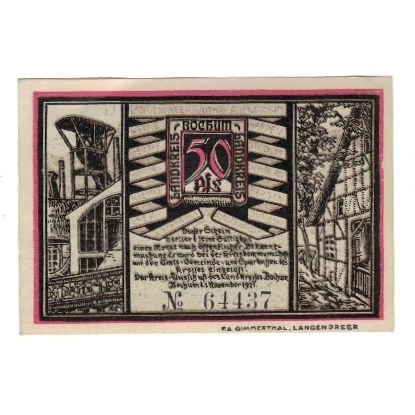 Banknote, Germany, Bochum Landkreis, 50 Pfennig, personnage, 1921, 1921-11-01