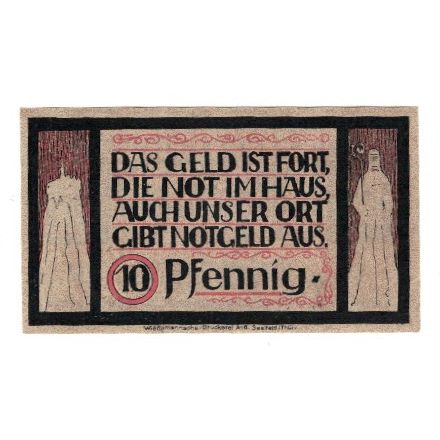 Banknote, Germany, Lauenstein Gemeinde, 10 Pfennig, personnage, 1921, AU(55-58)