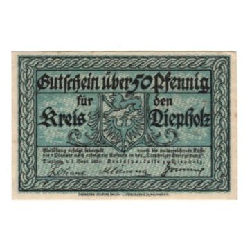 Banknote, Germany, Diepholz Flecken, 50 Pfennig, Batiment, 1920, 1920-09-01