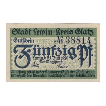 Banknote, Germany, Lewin Stadt, 50 Pfennig, paysage, 1920, 1920-07-31