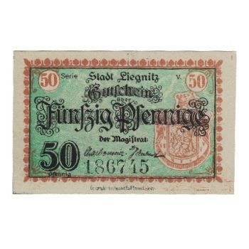 Banknote, Germany, Liegnitz Stadt, 50 Pfennig, Batiment, undated (1920)