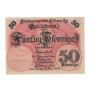 Biljet, Duitsland, Löbau Stadt, 50 Pfennig, valeur faciale, 1918, 1918-12-31