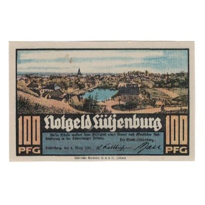 Banknote, Germany, Lütjenburg Stadt, 100 Pfennig, Batiment, 1921, 1921-03-02