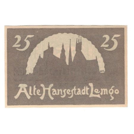 Nota, Alemanha, Lemgo Stadt, 25 Pfennig, Ville, 1921, 1921-05-25, AU(55-58)