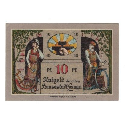 Banknote, Germany, Lemgo Stadt, 10 Pfennig, Texte, 1921, 1921-05-25, AU(55-58)