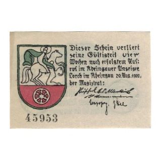 Banknote, Germany, Lorch Stadt, 10 Pfennig, personnage, 1920, 1920-08-20