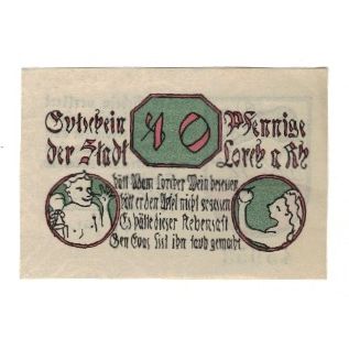 Banknote, Germany, Lorch Stadt, 10 Pfennig, personnage, 1920, 1920-08-20