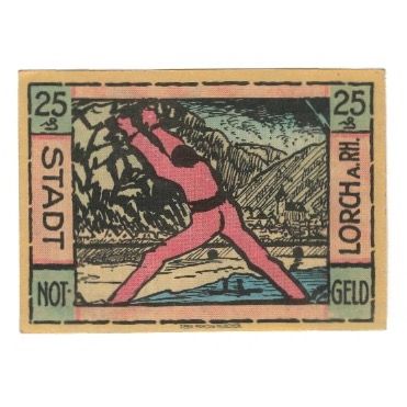 Banknot, Niemcy, Lorch Stadt, 25 Pfennig, personnage, 1921, 1921-06-15