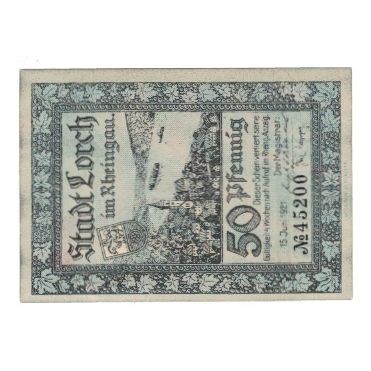 Banknote, Germany, Lorch Stadt, 50 Pfennig, carte, 1921, 1921-06-15, AU(55-58)