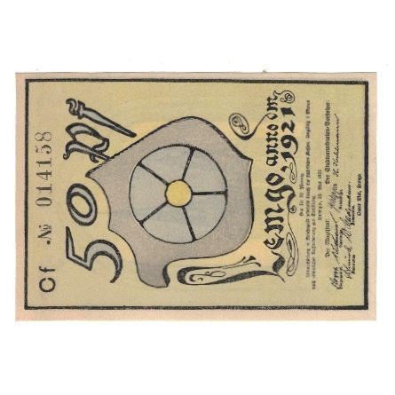 Banknote, Germany, Lemgo Stadt, 50 Pfennig, Clocher, 1921, 1921-05-25