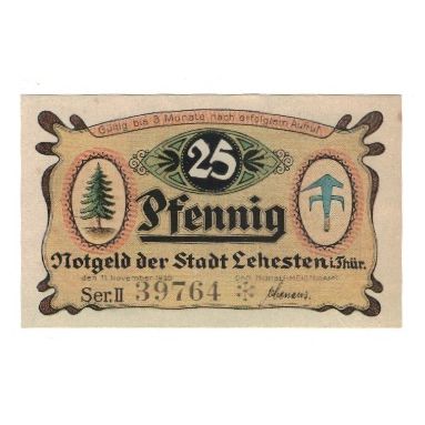 Billet, Allemagne, Lehesten Stadt, 25 Pfennig, personnage, undated (1920), SUP