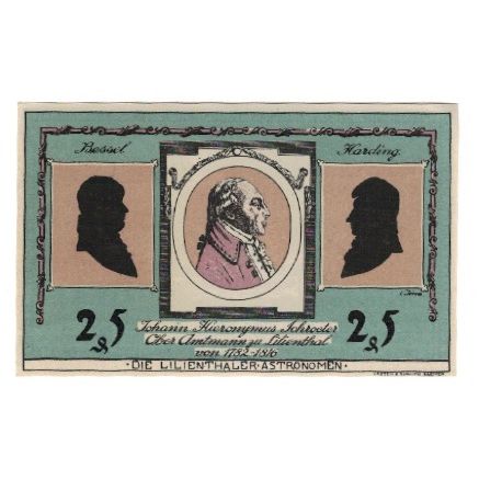Banknote, Germany, Lilienthal Sparkasse, 25 Pfennig, portrait, 1921, 1921-05-15