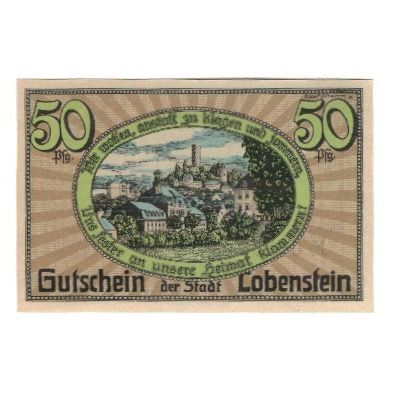 Banknote, Germany, Lobenstein Stadt, 50 Pfennig, paysage, 1921, 1921-03-15