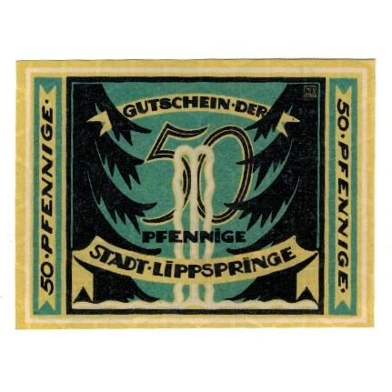 Geldschein, Deutschland, Lippspringe, Bad Stadt, 50 Pfennig, valeur faciale