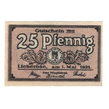 Geldschein, Deutschland, Lieberose Stadt, 25 Pfennig, valeur faciale, 1919, VZ