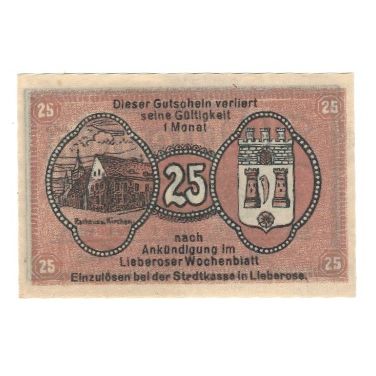 Geldschein, Deutschland, Lieberose Stadt, 25 Pfennig, valeur faciale, 1919, VZ