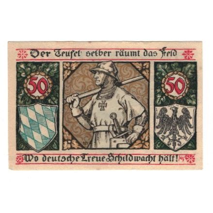 Banconote, Germania, Lindenberg i. Allgäu Stadt, 50 Pfennig, personnage, 1918