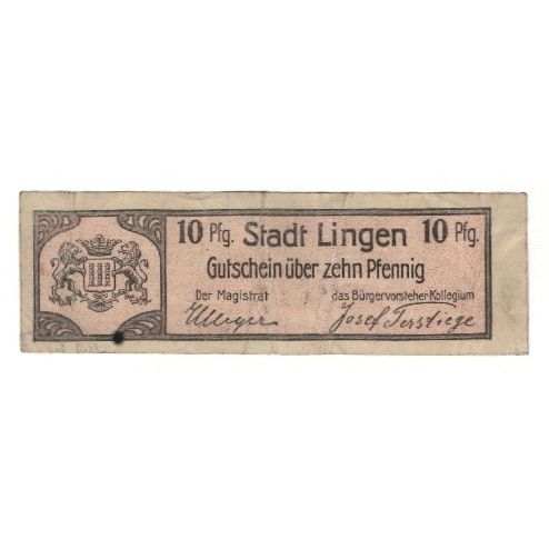 Banknote, Germany, Lingen Stadt, 10 Pfennig, Texte, 1920, 1920-04-01, EF(40-45)