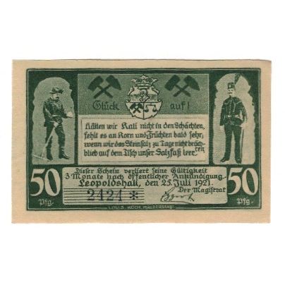 Banknote, Germany, Leopoldshall Stadt, 50 Pfennig, personnage, 1921, 1921-07-25