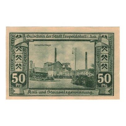 Banknote, Germany, Leopoldshall Stadt, 50 Pfennig, Usine, 1921, 1921-07-25