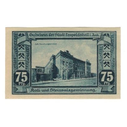 Banknote, Germany, Leopoldshall Stadt, 75 Pfennig, Batiment, 1921, 1921-07-25