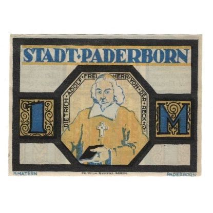 Banknote, Germany, Paderborn Stadt, 1 Mark, Batiment, 1921, 1921-11-10