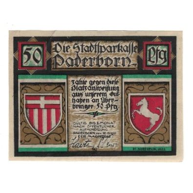 Banknote, Germany, Paderborn Stadt, 50 Pfennig, personnage, 1921, 1921-11-10