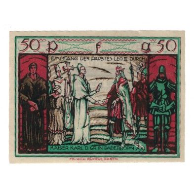 Banknote, Germany, Paderborn Stadt, 50 Pfennig, personnage, 1921, 1921-11-10