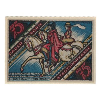 Billet, Allemagne, Paderborn Stadt, 75 Pfennig, personnage, 1921, 1921-11-10