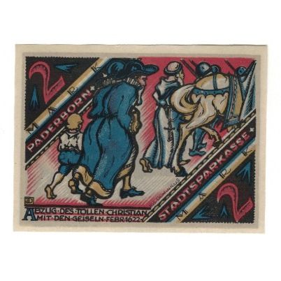 Banknote, Germany, Paderborn Stadt, 2 Mark, personnage, 1921, 1921-11-10