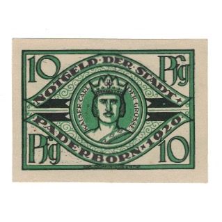 Banknote, Germany, Paderborn Stadt, 10 Pfennig, personnage, 1920, 1920-03-01