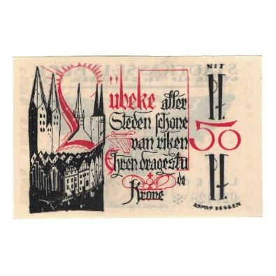 Banknote, Germany, Lübeck Stadtkasse, 1/2 Mark, Texte, 1921, 1921-05-01