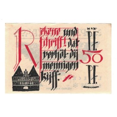 Banknote, Germany, Lübeck Stadtkasse, 1/2 Mark, Texte 2, 1921, 1921-05-01