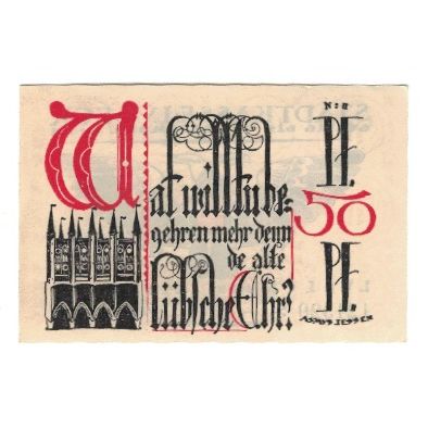 Banknote, Germany, Lübeck Stadtkasse, 1/2 Mark, Texte 3, 1921, 1921-05-01