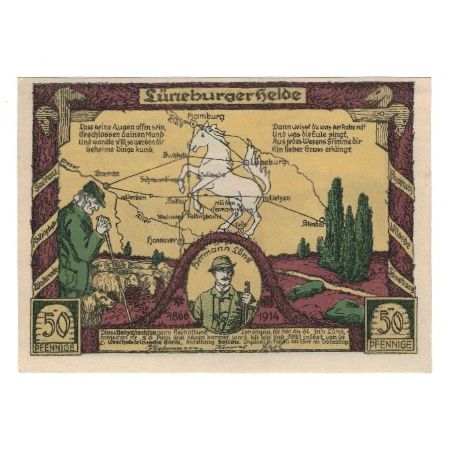 Banknote, Germany, Lüneburger Heide, 50 Pfennig, paysage, 1921, AU(55-58)