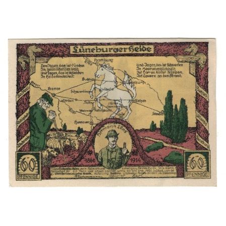 Banknote, Germany, Lüneburger Heide, 60 Pfennig, paysage, 1921, AU(55-58)