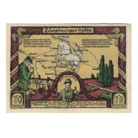 Banknote, Germany, Lüneburger Heide, 70 Pfennig, paysage, 1921, AU(55-58)