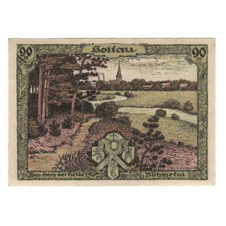 Banknote, Germany, Lüneburger Heide, 90 Pfennig, paysage, 1921, AU(55-58)