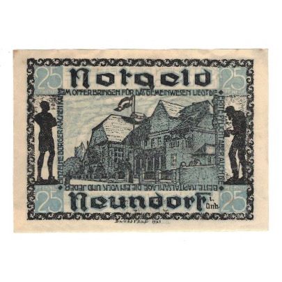 Banknote, Germany, Neundorf Gemeinde, 25 Pfennig, Maison, 1921, 1921-09-01