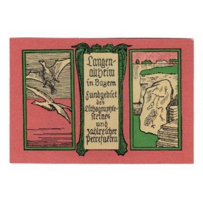 Billete, Alemania, Langenaltheim Gemeinde, 25 Pfennig, oiseaux, 1920