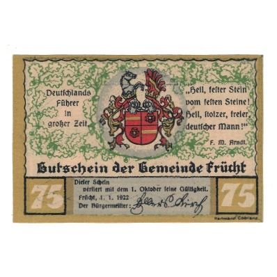 Banknote, Germany, Frücht bei Ems Gemeinde, 75 Pfennig, personnage, 1922