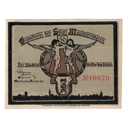 Banknote, Germany, Mainbernheim Stadt, 50 Pfennig, Batiment, 1921, 1921-03-31