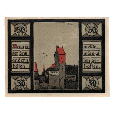 Banknote, Germany, Mainbernheim Stadt, 50 Pfennig, Batiment, 1921, 1921-03-31