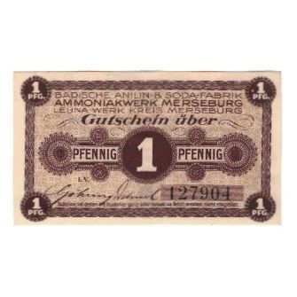 Banknote, Germany, Merseburg, Leuna-Werke, 1 Pfennig, Texte, AU(55-58)