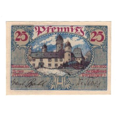 Banknote, Germany, Montabaur Stadt, 25 Pfennig, valeur faciale, 1920