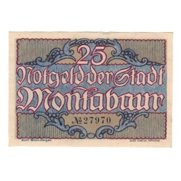 Banknote, Germany, Montabaur Stadt, 25 Pfennig, valeur faciale, 1920