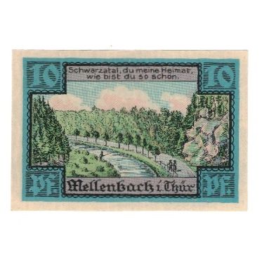 Banknote, Germany, Mellenbach Gemeinde, 10 Pfennig, paysage, 1921, 1921-07-01