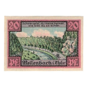 Banknote, Germany, Mellenbach Gemeinde, 20 Pfennig, paysage, 1921, 1921-07-01