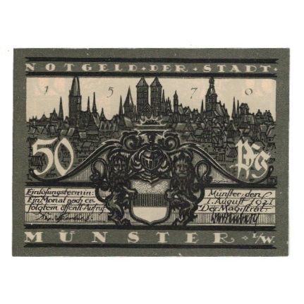 Banknote, Germany, Münster Stadt, 50 Pfennig, Portes, 1921, 1921-08-01